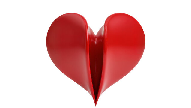 Isolated unique shiny red heart design representing strong emotions and heartfelt feelings