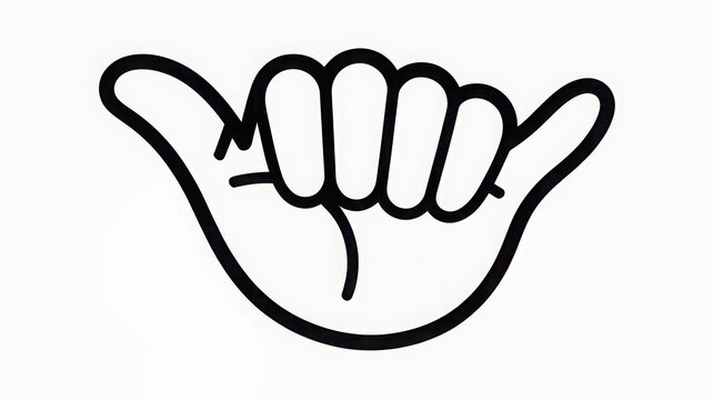 Shaka hand gesture sign line art icon isolated on white background