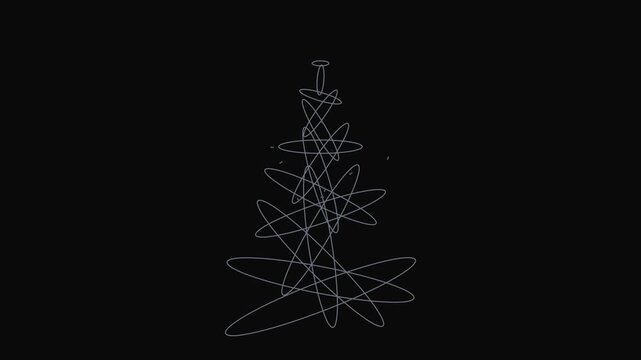 Abstract geometric spiral motion background: minimalist rotating ellipses and particle orbits in dark space animation 4k