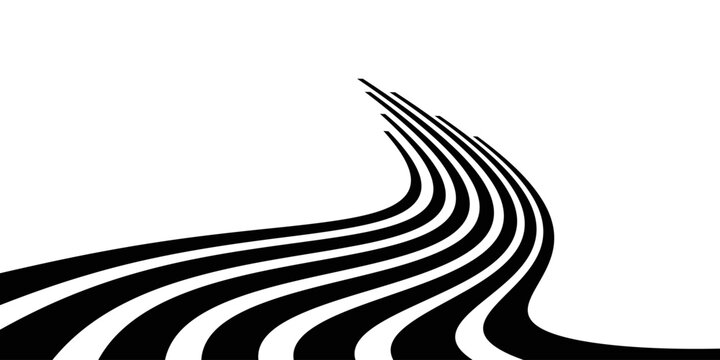 Abstract curved line pattern background, perspective line stripes with 3d dimensional effect