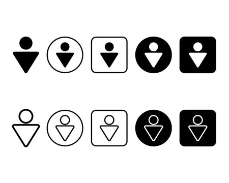 Name and profile icon featuring user silhouette with name or label in outline, circle, rounded square, and filled styles. Transparent background with scalable design.