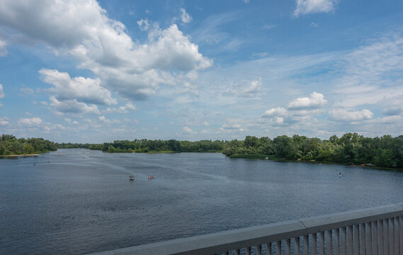 View of the Dnieper in Kyiv from the Northern Bridge