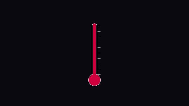Animated thermometer rising and falling temperature gauge for data visualization and weather forecast animation 4k