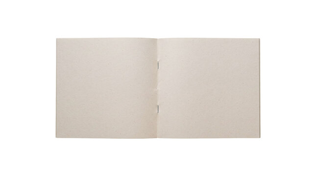 Open blank minimalist saddle stitched booklet mockup on a transparent background