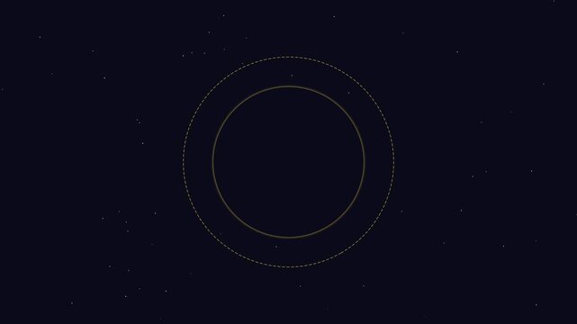 Lunar cycle animation: moon phases transitioning with orbital path on starry night sky 4k background