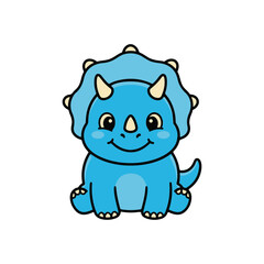 Cute  Dinosaurus Illustration vector flat design. © Riki