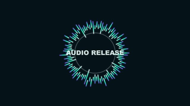 Audio release circular sound wave equalizer animation with neon glowing digital pulse for music production and podcast branding 4k