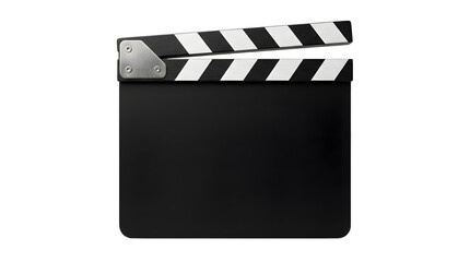 Fototapeta premium Black movie clapperboard on white background