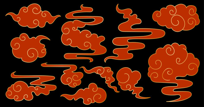 Minimalist oriental style background featuring a golden gradient and a single traditional Chinese cloud motif in the corner for elegant and cultural design projects