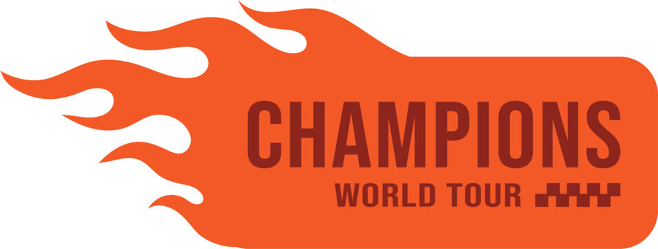 Rectangular champions world tour racing flame sticker decal for motorcycle vehicle classic hot rod vector illustration