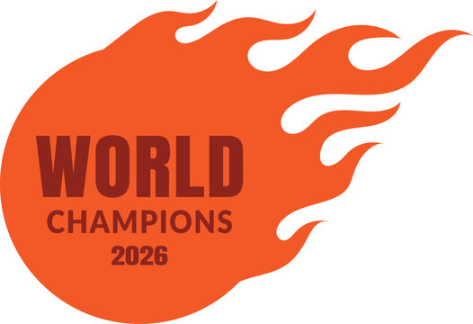 Circular world champions racing flame emblem patch for classic motorsport vehicle auto hot rod vector illustration