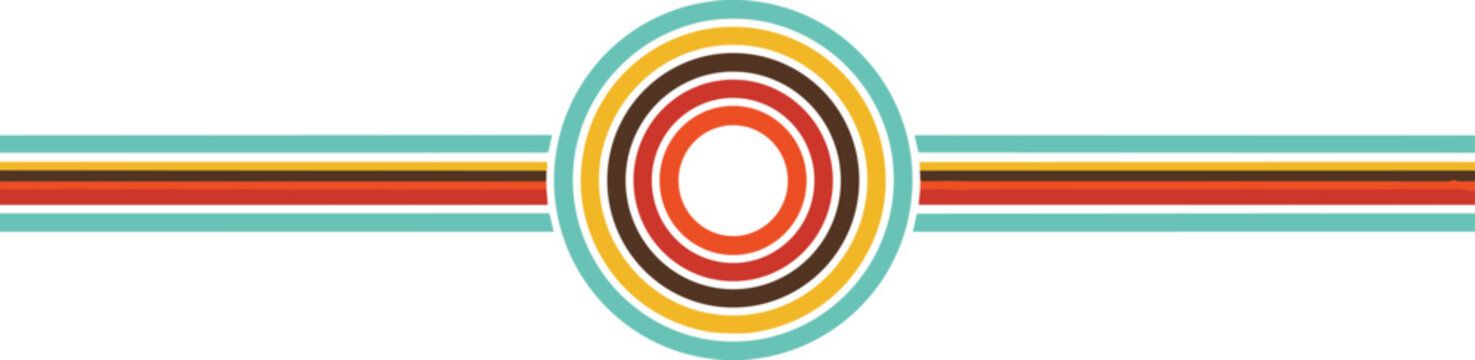 Retro Concentric Circles And Horizontal Stripes In Vintage Colors On White Background vector illustration