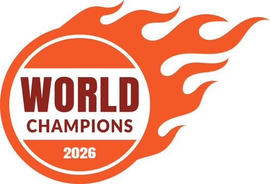 Outline circular world champions racing flame emblem patch for classic motorsport vehicle auto hot rod vector