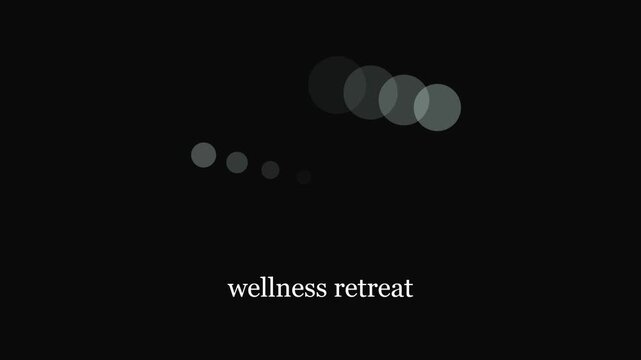 Wellness retreat minimalist loading animation with pulsing circles on 4k black background, motion pulsing circles