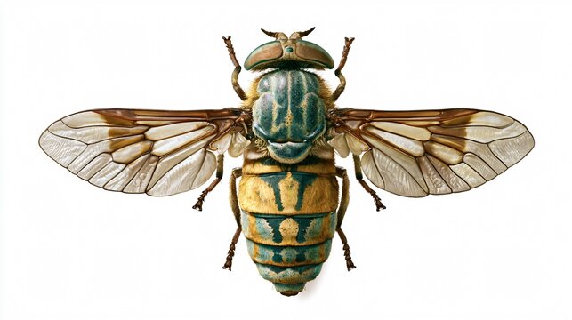 Bloodsucking Horse Fly on White Background - Detailed Insect Macro Photography