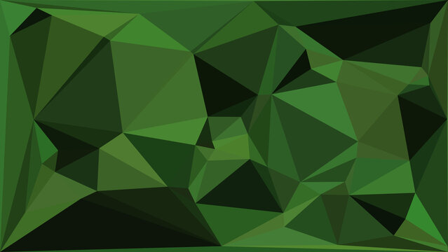 Abstract geometric dark green background with a low poly triangle pattern for modern digital design