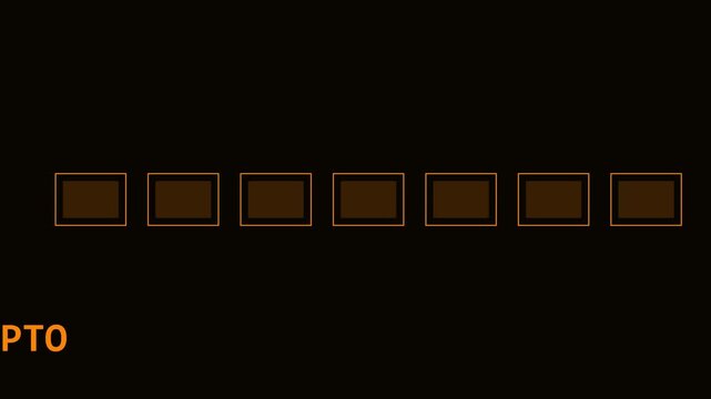 Minimalist loading bar animation with pto text on dark 4k background, progress digital