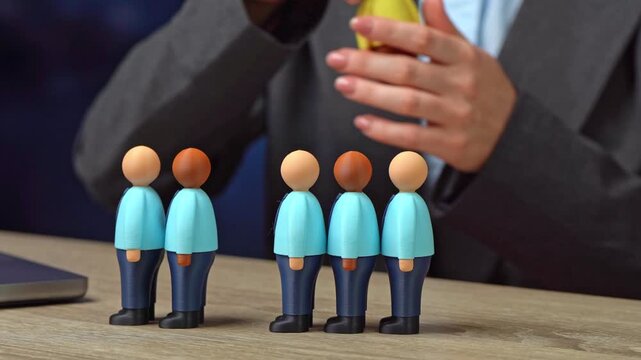 Selecting a suitable candidate for the position. Appointing a new project or department manager. Recruitment decision moment, leadership choice and organizational growth strategy