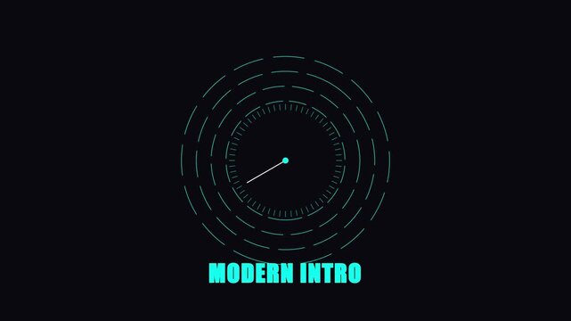 Modern intro digital clock hud interface animation with circular loading 4k