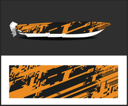 Orange and Black Boat Wrap Design