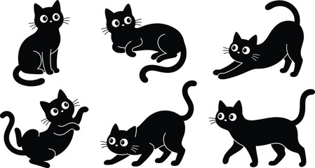 Halloween black cats collection spooky feline illustrations for october 31st © NASIMA