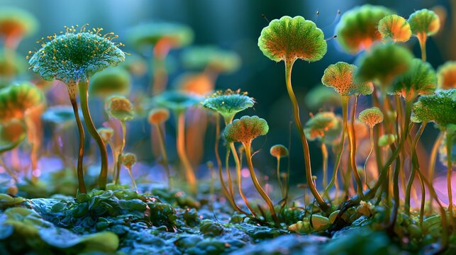 Common Liverwort Marchantia polymorpha Gametangiophores Soft Image