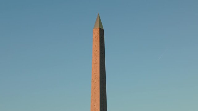 Golden Hour Sunset Glow on the Ancient Egyptian Luxor Obelisk at Place de la Concorde in Paris