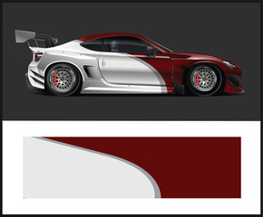 Fototapeta premium Modern Red and White Sports Car Wrap Design