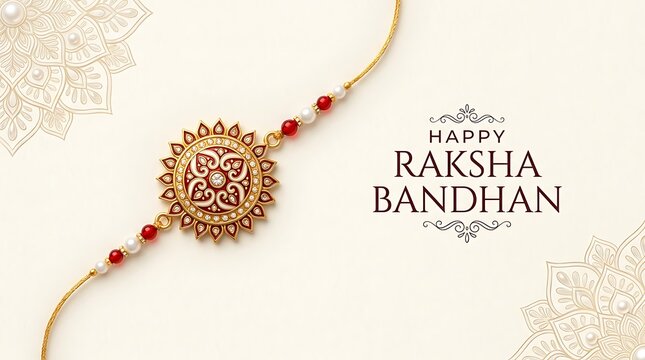 Minimalist happy raksha bandhan background featuring a decorative golden rakhi bracelet minimalist background bracelet