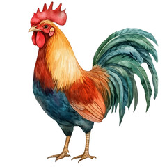 watercolor of Rooster Soft And Charming vector painting, isolated on a white background. © zenvor