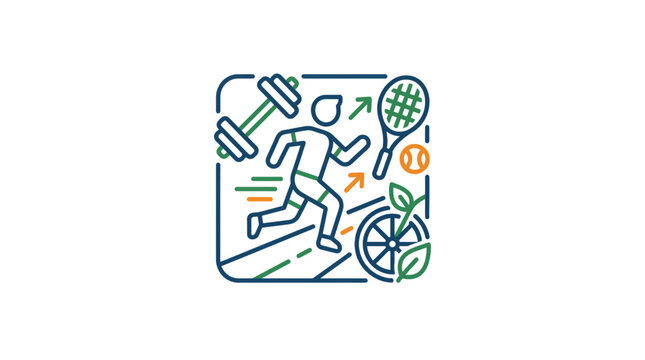 Minimalist fitness and multisport life line art icons.
