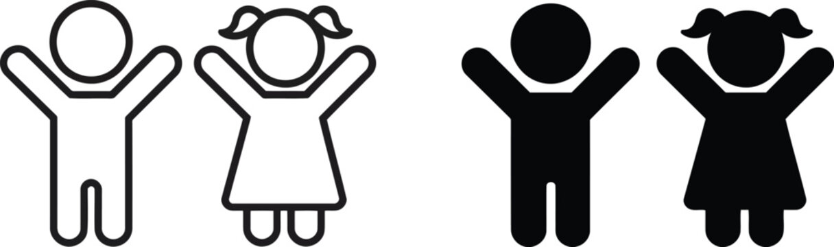 Children boy and girl icon set vector illustration.