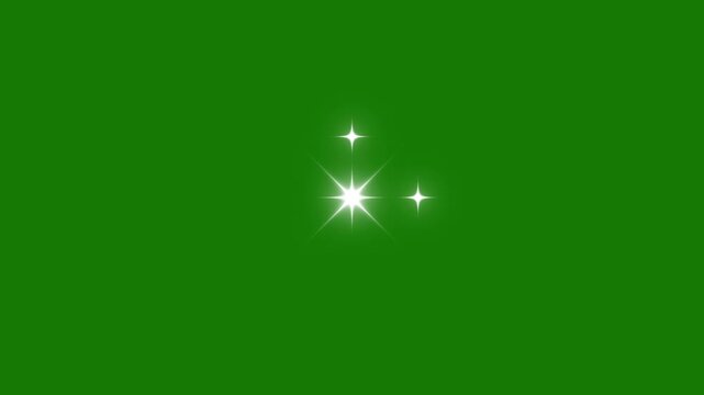 Sparkling stars Shine, Twinkling stars animation, blinking cartoon stars, flat vector doodle sparkle, Twinkling star motion graphics with green background, 4k animation