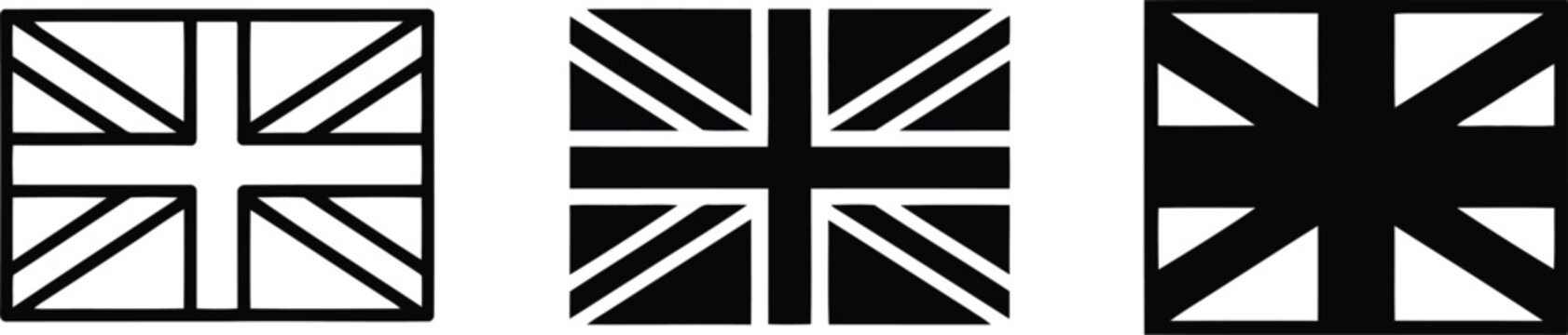 United kingdom flag variations set vector illustration.