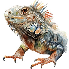 Fototapeta premium watercolor of Iguana vector painting, isolated on a white background.