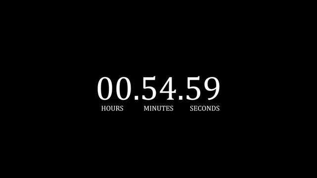 Animated Digital one hours countdown timer in one minute 1 hour countdown, timer animation in sixty seconds,4k quality animation video