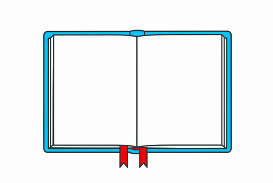 Open Book Illustration with Red Bookmark.