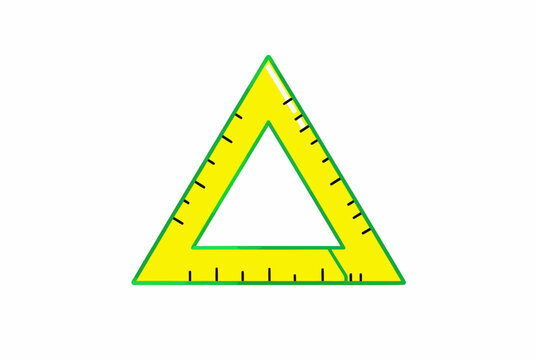 Yellow Triangle Set Square Isolated.