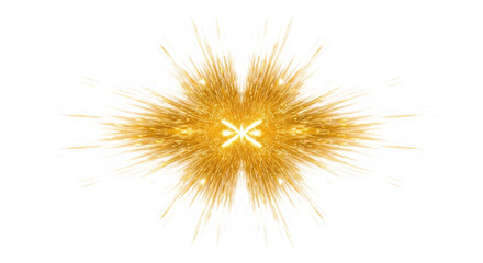 Fototapeta premium Abstract golden light explosion effect isolated on transparent background