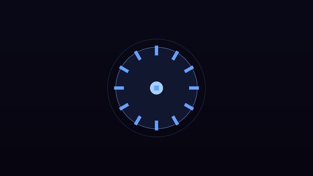 Minimalist digital clock interface animation with circular progress timer for ui and tech projects 4k