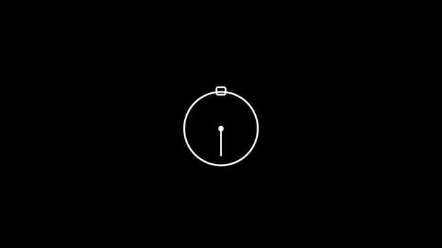 Minimalist white stopwatch icon on a solid black background