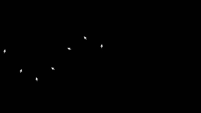 White mouse cursors forming a wave pattern on a black background.