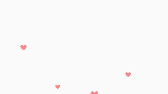 Floating pink hearts on a clean white background.