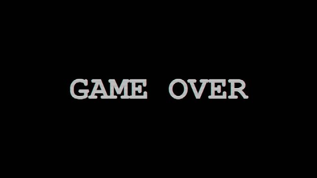 Retro Game Over Screen with Glitch Effect and Scanlines