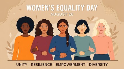 Group of diverse women standing side by side representing equality and women rights with equality diversity empowerment