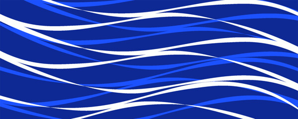 Japanese wave logo. Abstract Japanese wave motif with a sun background. line art, blue, yellow, and white. © Moh