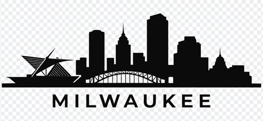 Milwaukee skyline silhouette vector illustration with text © MstSabina