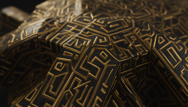 geometric golden pattern on dark surface