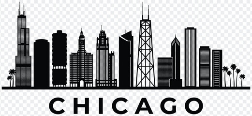 Obraz premium Chicago skyline silhouette with text