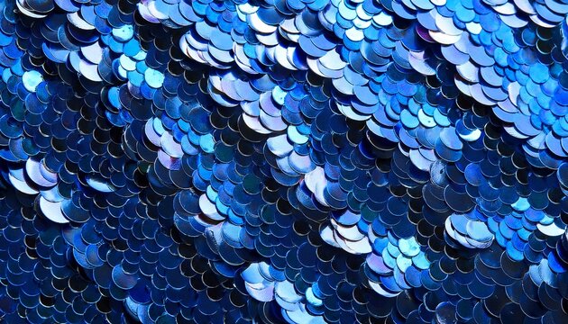 Abstract Blue Background Of Metallic Round Sequins